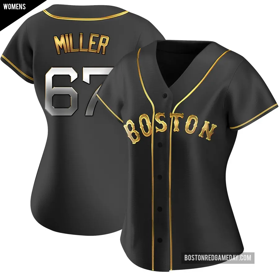 Women's Boston Red Sox ＃67 Erik Miller Replica Gold Black en Alternate Jersey