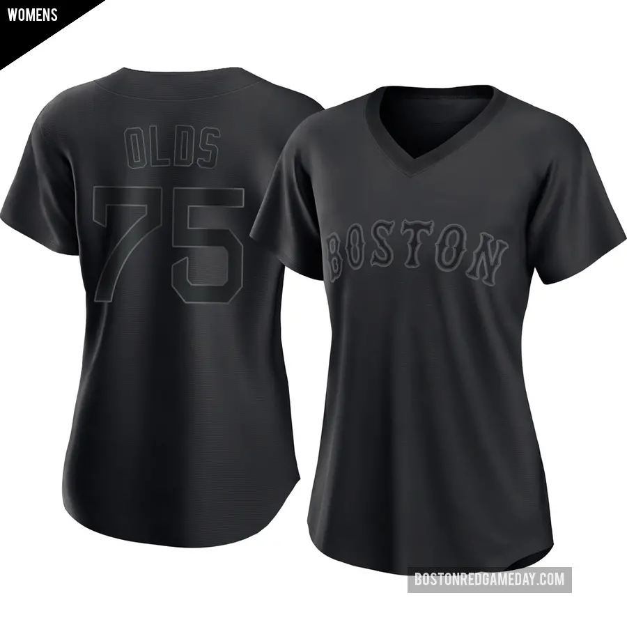Women's Boston Red Sox ＃75 Wyatt Olds Authentic Black Pitch Fashion Jersey