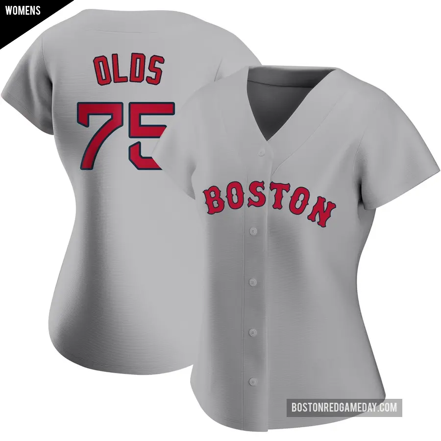 Women's Boston Red Sox ＃75 Wyatt Olds Authentic Gray Road Jersey