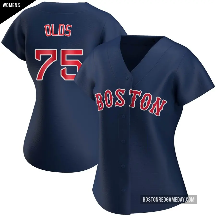 Women's Boston Red Sox ＃75 Wyatt Olds Authentic Navy Alternate Jersey