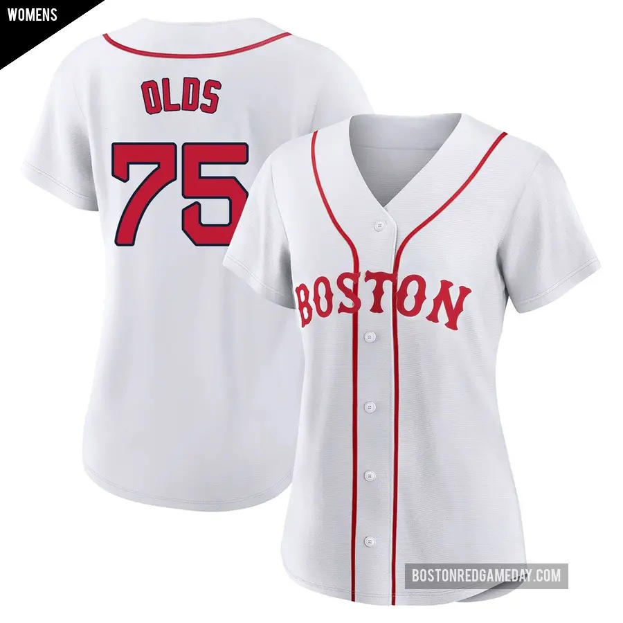 Women's Boston Red Sox ＃75 Wyatt Olds Authentic White 2021 Patriots' Day Jersey