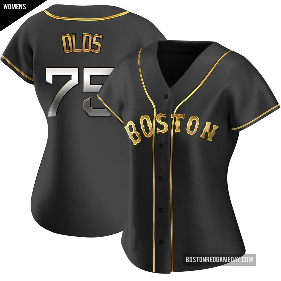 Women's Boston Red Sox ＃75 Wyatt Olds Replica Gold Black en Alternate Jersey