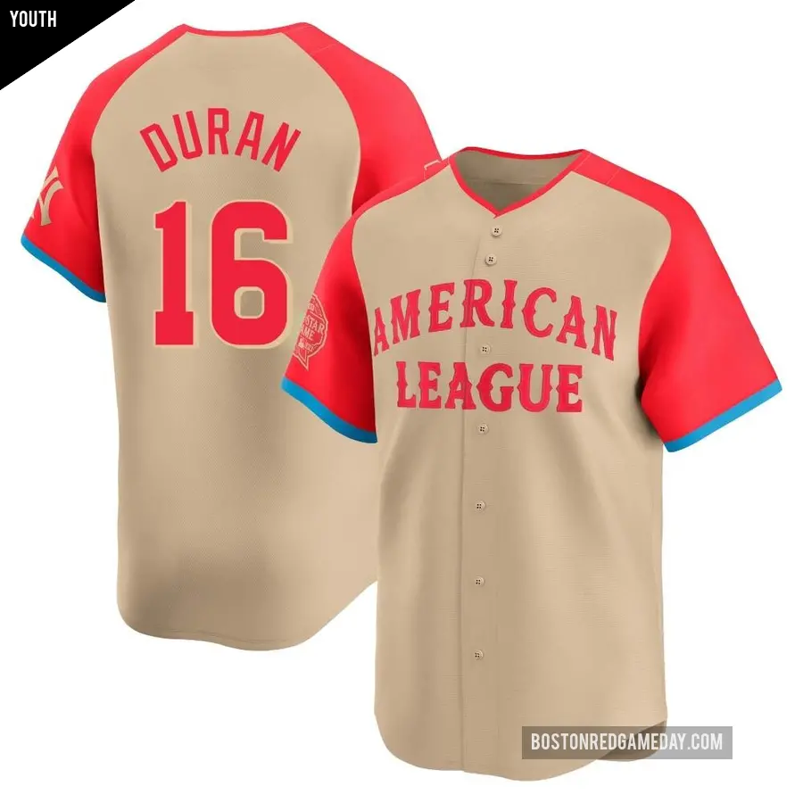 Youth Boston Red Sox ＃16 Jarren Duran Limited Cream American League 2024 All-Star Game Jersey