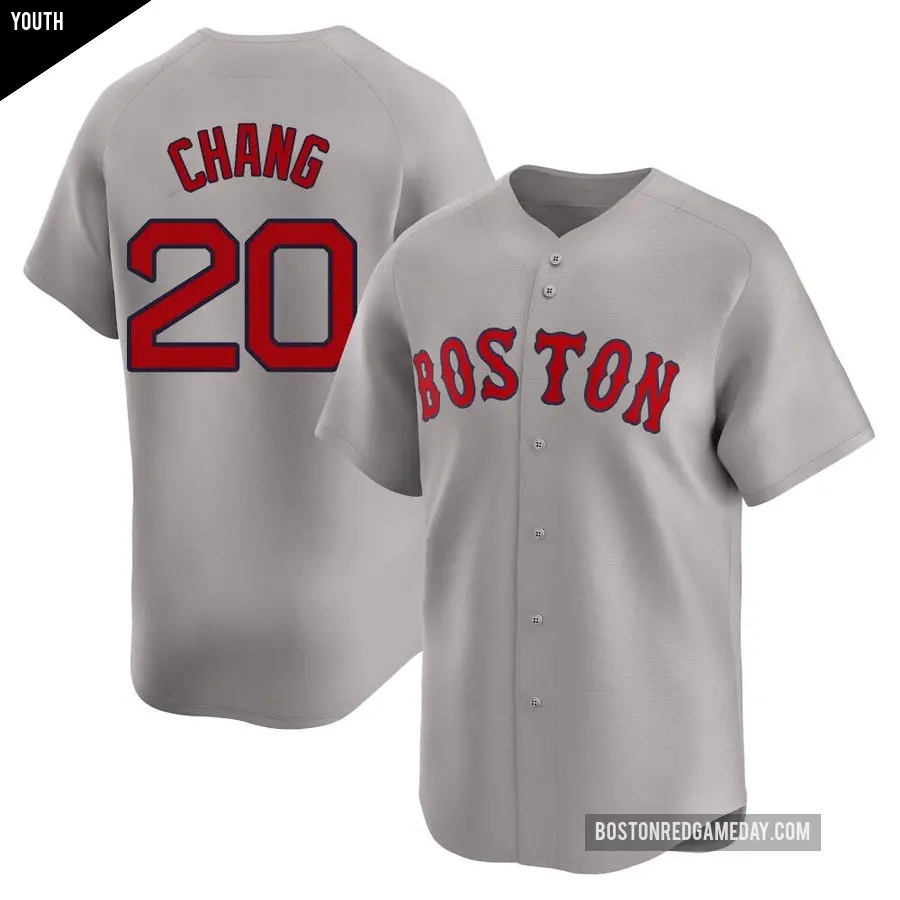 Youth Boston Red Sox ＃20 Yu Chang Limited Gray Away Jersey