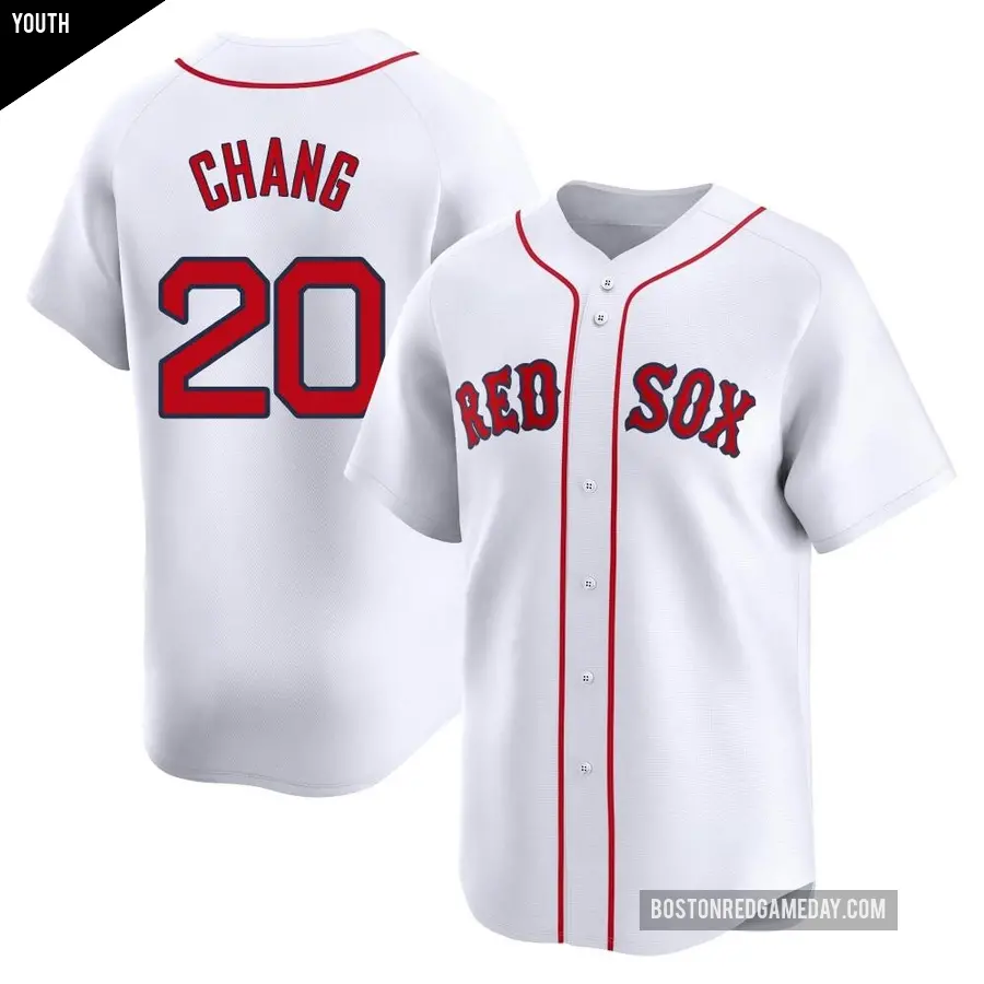 Youth Boston Red Sox ＃20 Yu Chang Limited White Home Jersey