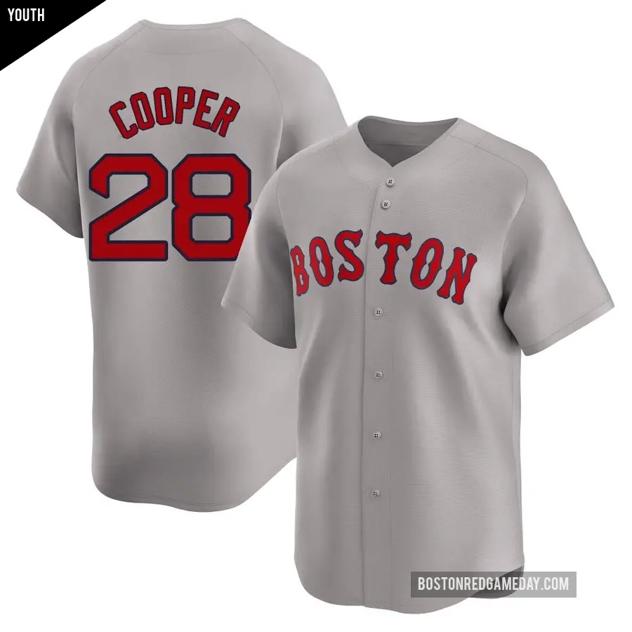 Youth Boston Red Sox ＃28 Garrett Cooper Limited Gray Away Jersey