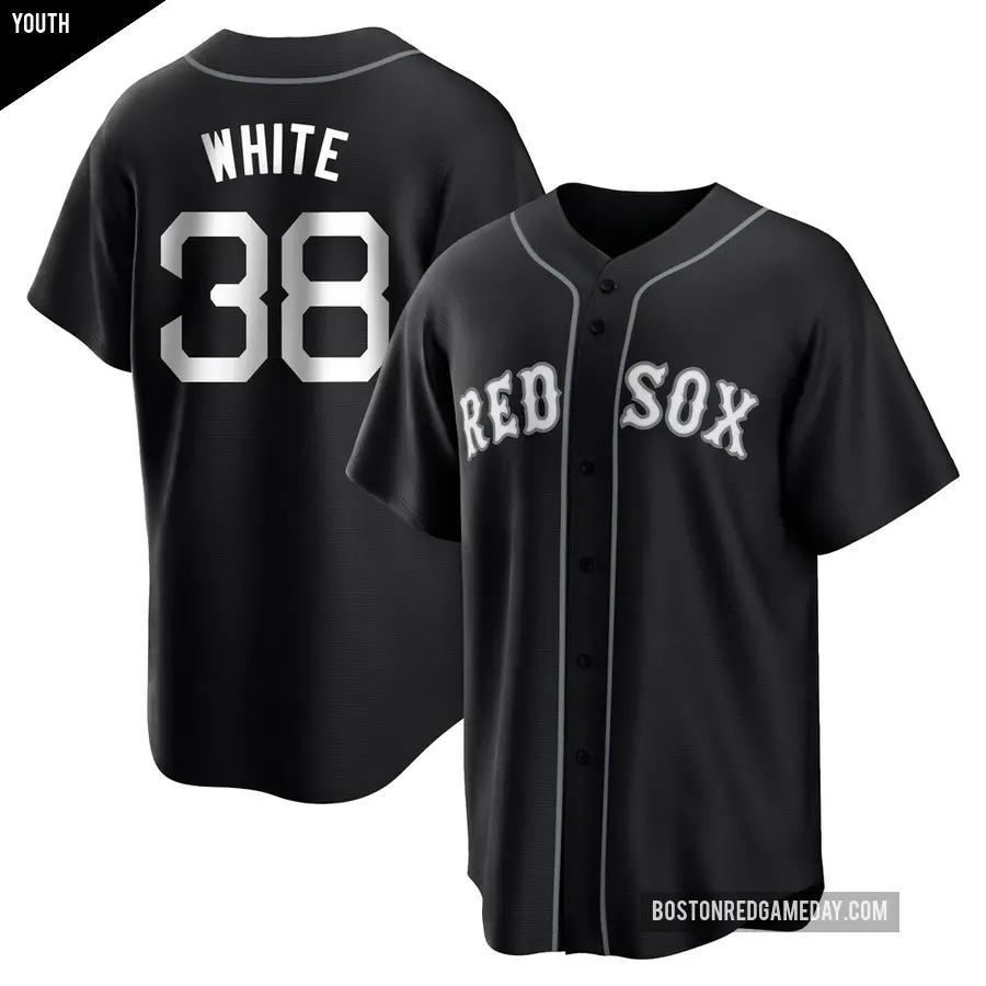 Youth Boston Red Sox ＃38 Eli White Replica Black/White Jersey