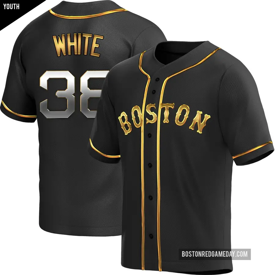 Youth Boston Red Sox ＃38 Eli White Replica Gold Black en Alternate Jersey
