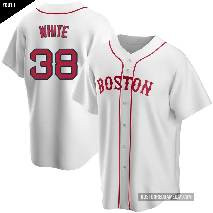 Youth Boston Red Sox ＃38 Eli White Replica White Alternate Jersey