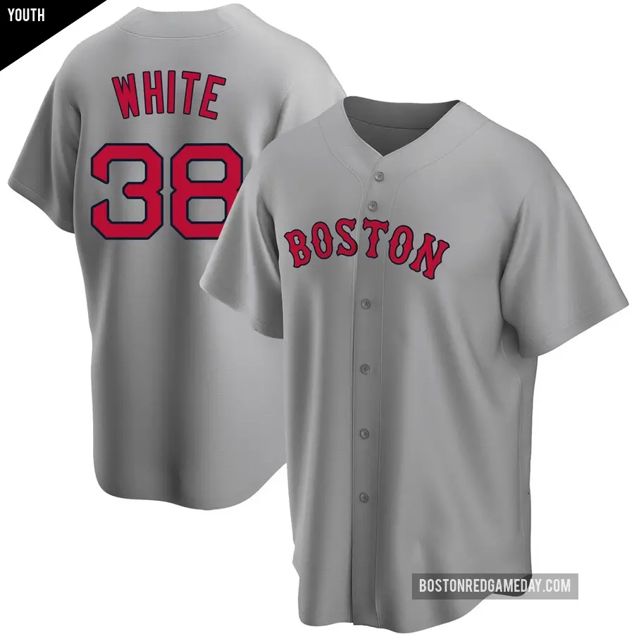Youth Boston Red Sox ＃38 Eli White Replica White Gray Road Jersey
