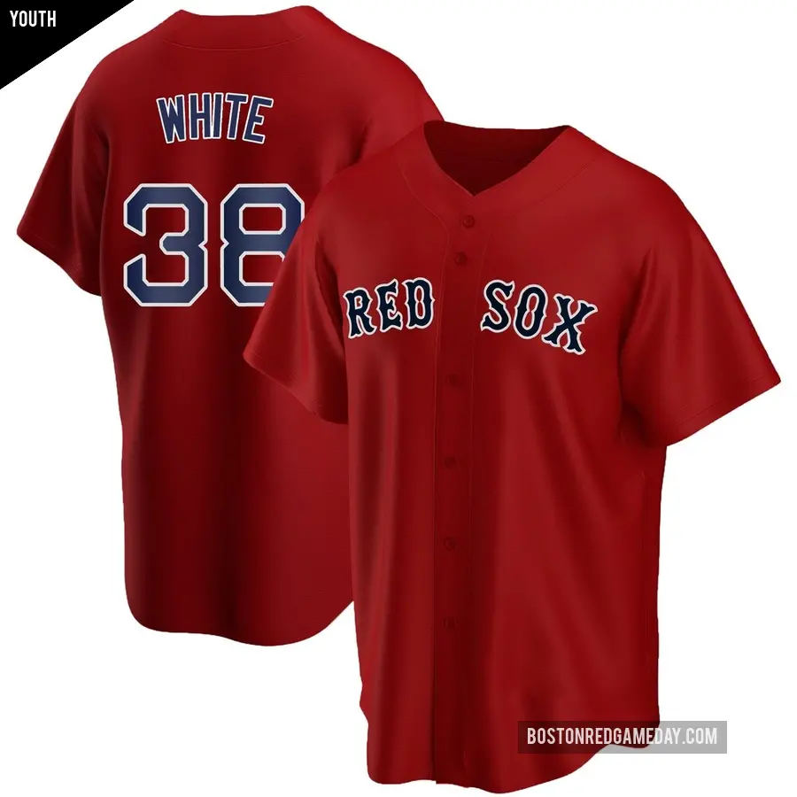 Youth Boston Red Sox ＃38 Eli White Replica White Red Alternate Jersey