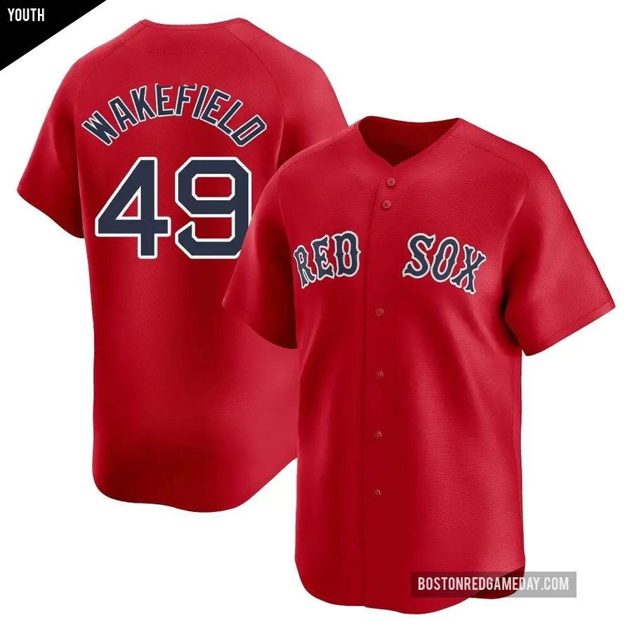 Youth Boston Red Sox ＃49 Tim Wakefield Limited Red Alternate Jersey