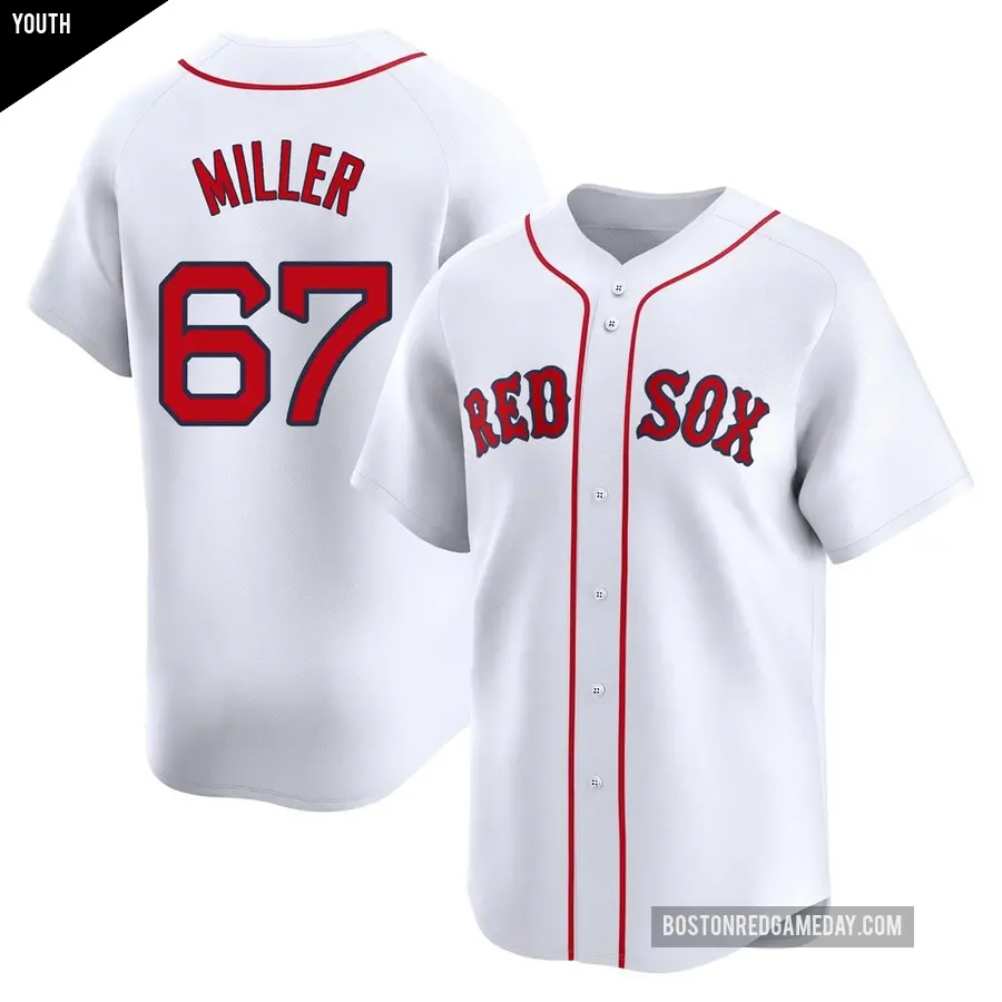 Youth Boston Red Sox ＃67 Erik Miller Limited White Home Jersey