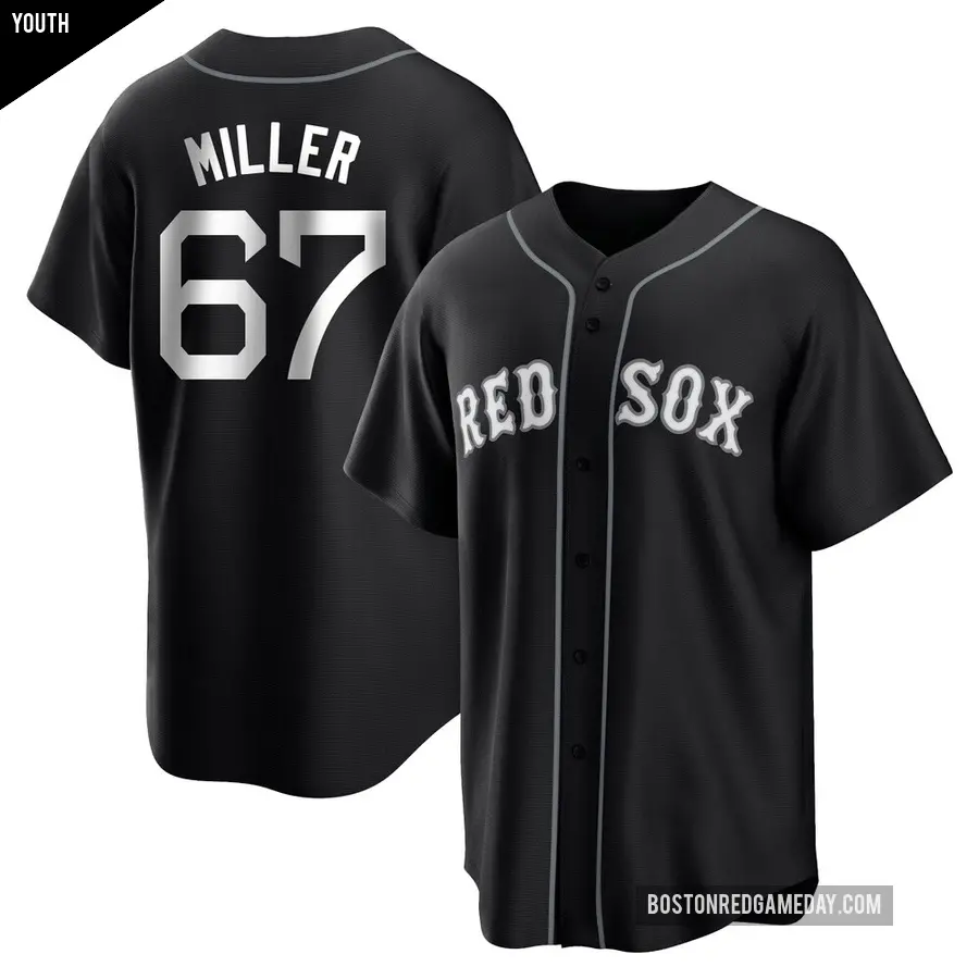 Youth Boston Red Sox ＃67 Erik Miller Replica Black/White Jersey