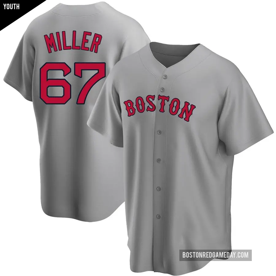 Youth Boston Red Sox ＃67 Erik Miller Replica Gray Road Jersey
