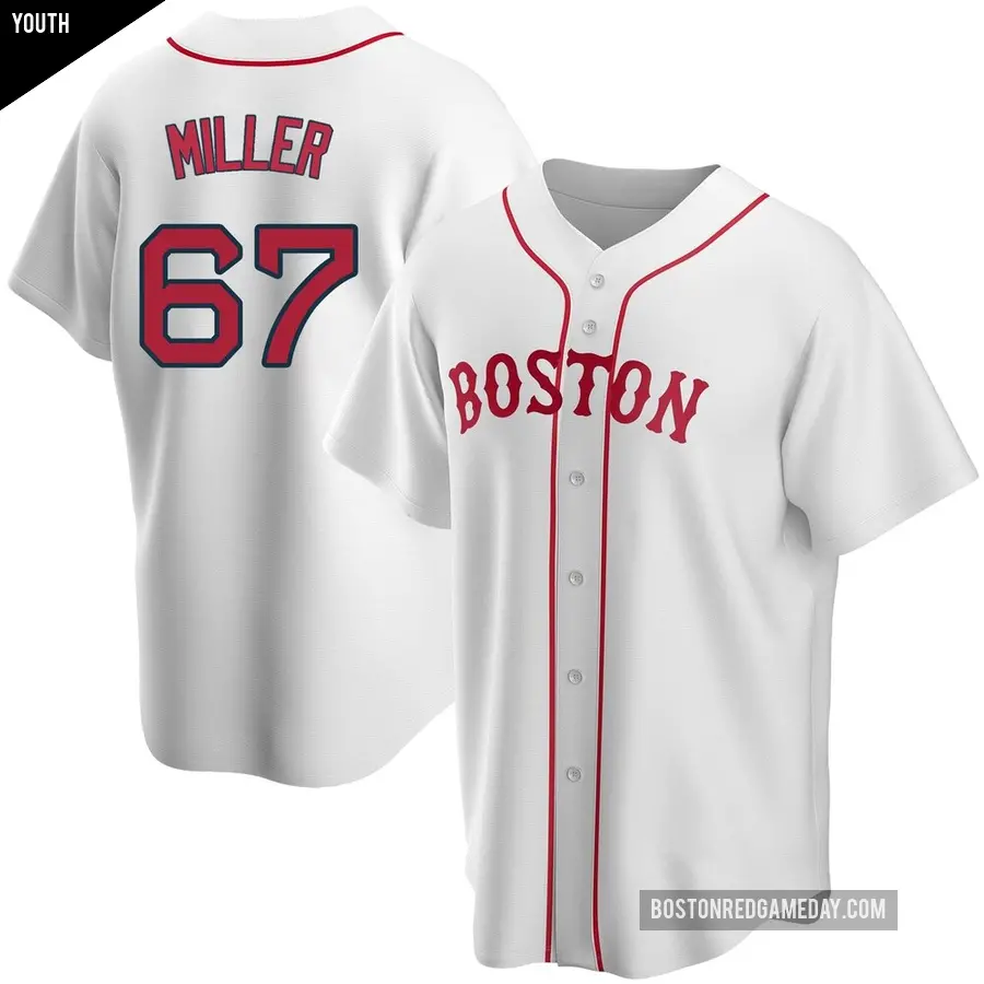 Youth Boston Red Sox ＃67 Erik Miller Replica White Alternate Jersey