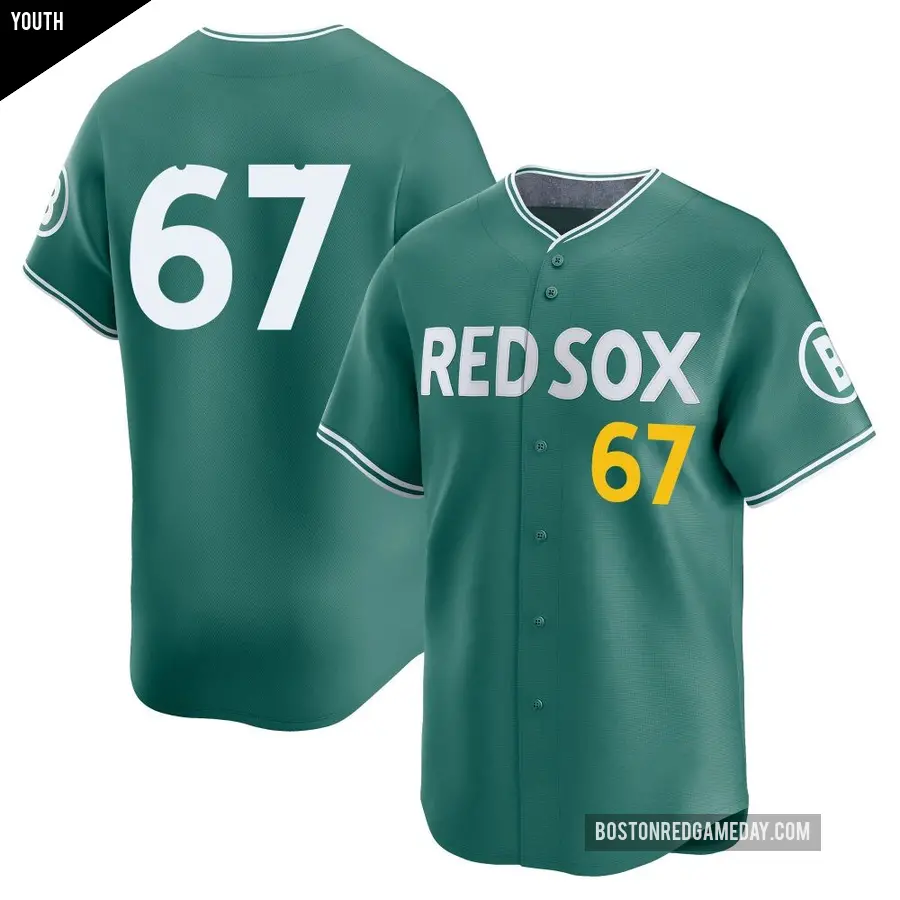 Youth Boston Red Sox ＃67 Zach Penrod Limited Green 2025 City Connect Jersey