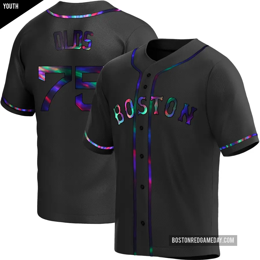 Youth Boston Red Sox ＃75 Wyatt Olds Replica Black Holographic Alternate Jersey