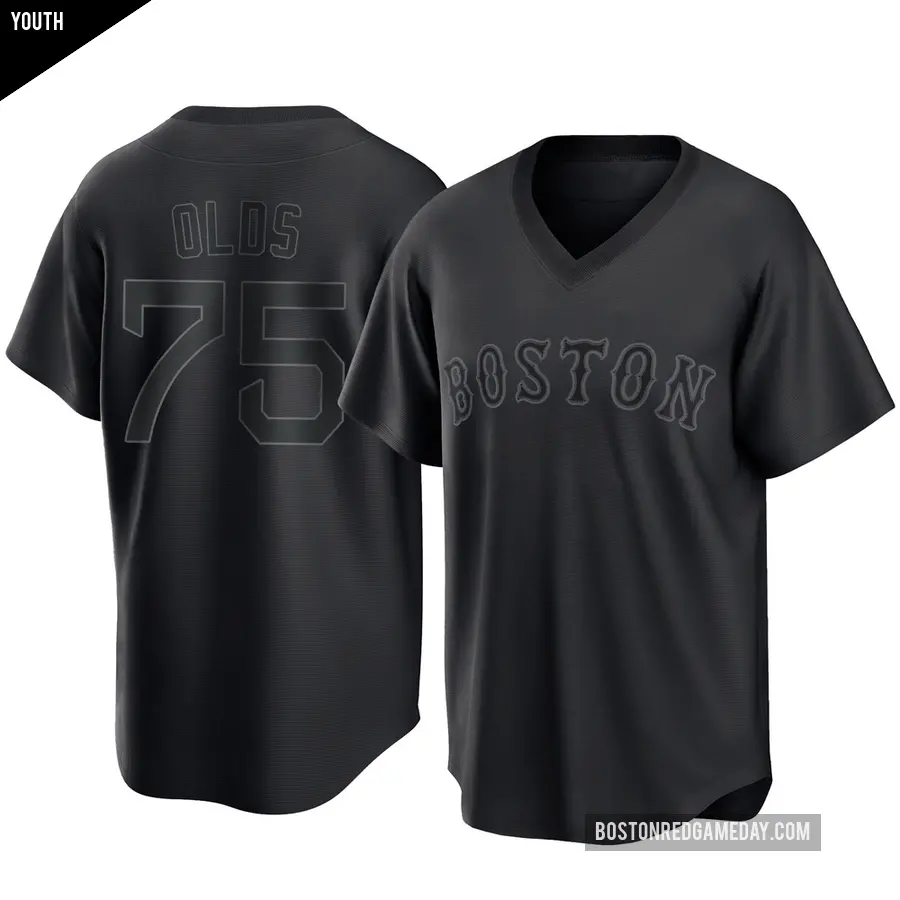Youth Boston Red Sox ＃75 Wyatt Olds Replica Black Pitch Fashion Jersey