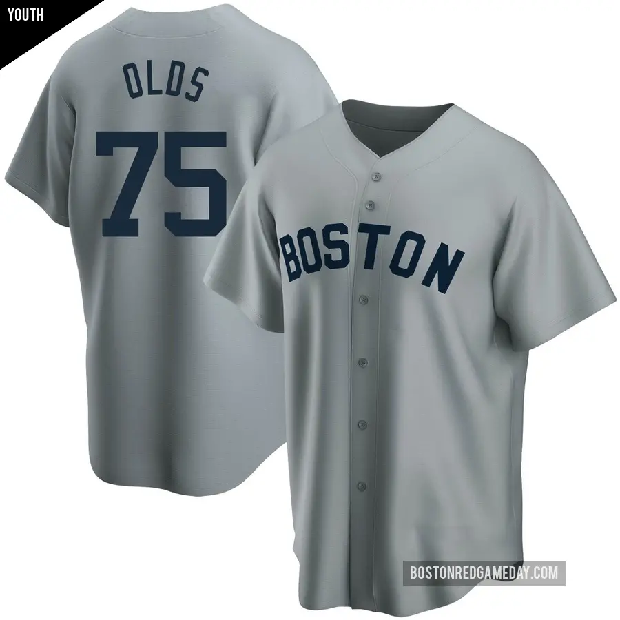 Youth Boston Red Sox ＃75 Wyatt Olds Replica Gray Road Cooperstown Collection Jersey
